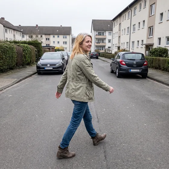 Frau beim Spaziergang im Alltag